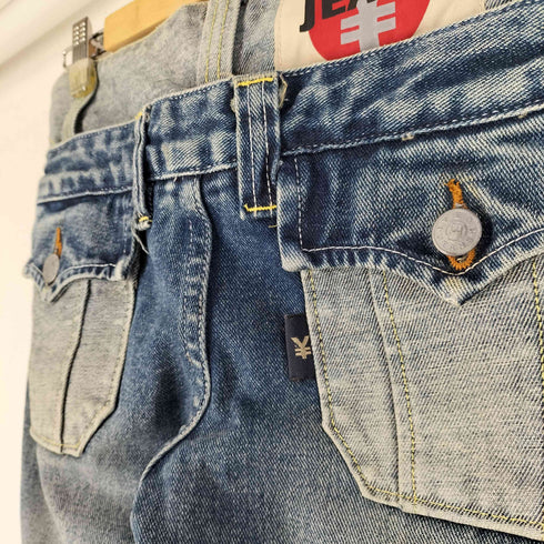 YEN JEANS 00S Y2K 立体裁断 2重 レイヤードデザイン ボタンフライ ストレートデニムパンツ メンズ