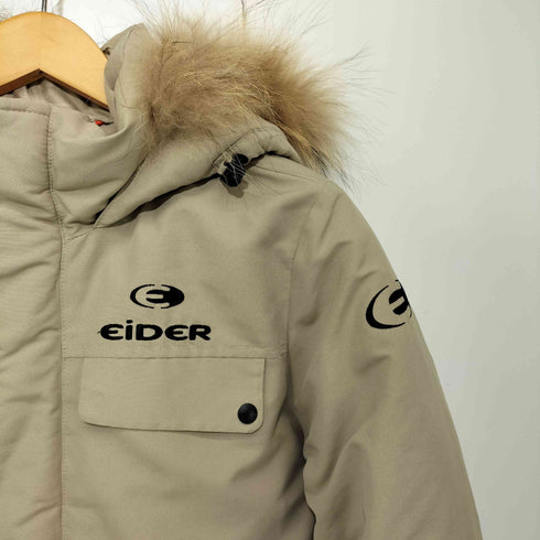 EIDER アイダー ファー付き ロゴ刺繍 ジップアップ ダウンジャケット メンズ JPN:XS