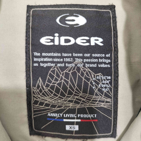 EIDER アイダー ファー付き ロゴ刺繍 ジップアップ ダウンジャケット メンズ JPN:XS