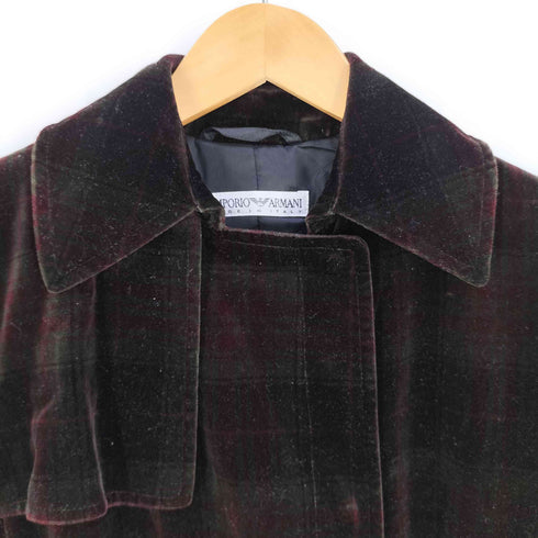 エンポリオアルマーニ EMPORIO ARMANI チェック ベルベット トレンチコート レディース 40