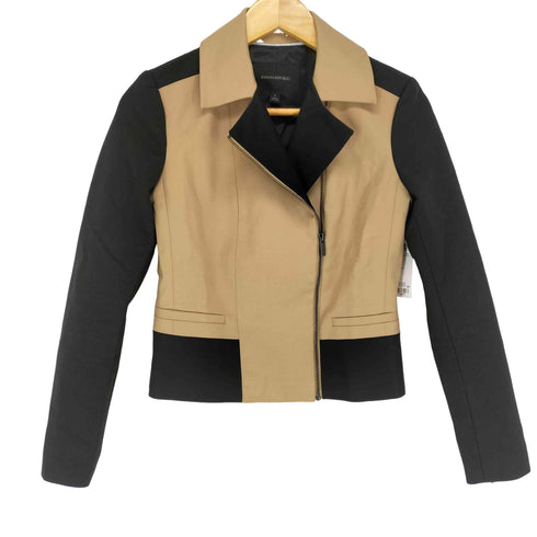 バナナリパブリック BANANA REPUBLIC バイカラー切替コットンダブルライダースジャケット レディース O