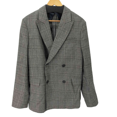 ザラ ZARA チェックダブルテーラードジャケット メンズ import:L