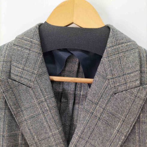 ザラ ZARA チェックダブルテーラードジャケット メンズ import:L