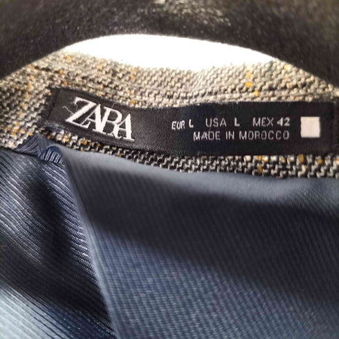 ザラ ZARA チェックダブルテーラードジャケット メンズ import:L