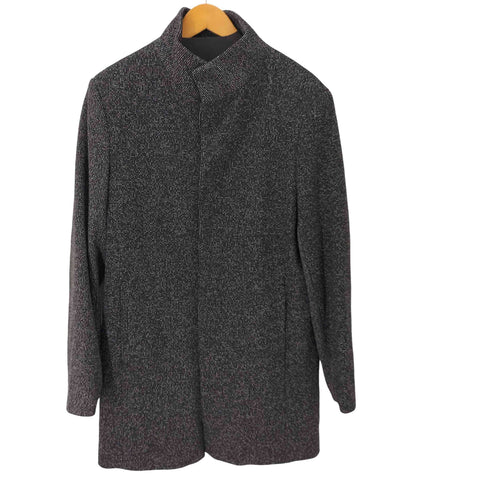 ザラ ZARA ごま塩 比翼ハイネックステンカラーコート メンズ import:M