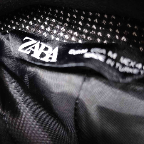 ザラ ZARA ごま塩 比翼ハイネックステンカラーコート メンズ import:M