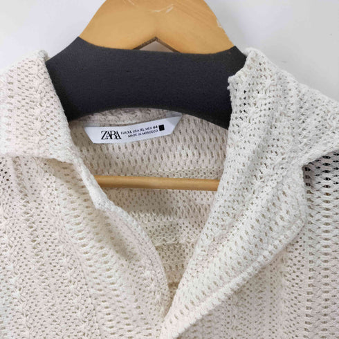 ザラ ZARA レースデザイン S/S オープンカラーシャツ メンズ import:XL