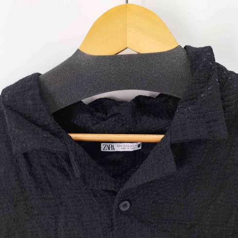 ザラ ZARA レースデザイン S/S オープンカラーシャツ メンズ import:XL