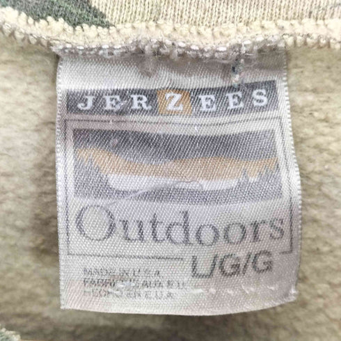 ジャージーズ JERZEES 90s USA製 OUTDOORS リアルツリー ハーフジップスウェット メンズ import:L