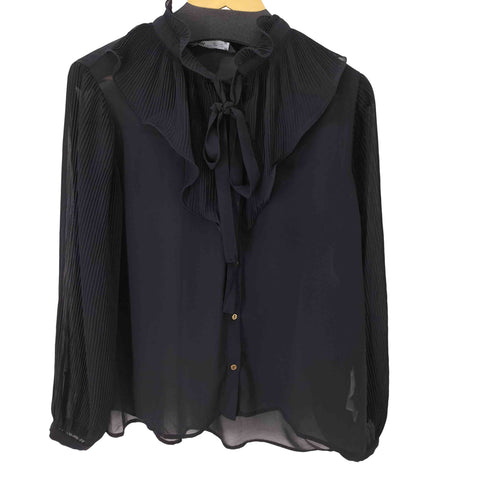 ザラ ZARA L/S シースルーデザインブラウス レディース import:XXL