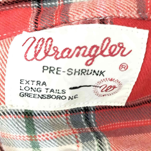 ラングラー Wrangler the red wood フリンジ加工チェックウエスタンシャツ メンズ