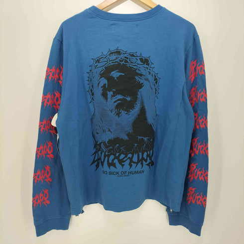 M.P.Q. BY KAIZU 両面プリント アームプリント サイドジップ ロングスリーブクルーネックTシャツ メンズ JPN:1