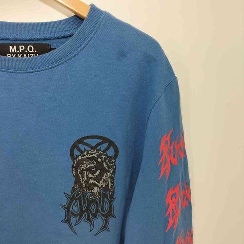 M.P.Q. BY KAIZU 両面プリント アームプリント サイドジップ ロングスリーブクルーネックTシャツ メンズ JPN:1