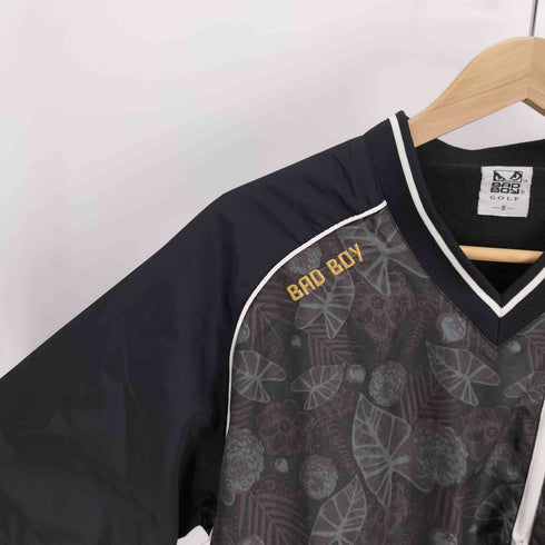 バッドボーイ BADBOY 90-00S GOLF 金ロゴ 刺繍 花柄 切替 アーム デタッチャブル Vネック プルオーバー Y2K メンズ import:M