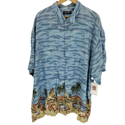 ピューリタン PURITAN 90S 紺タグ パームツリー ヤシの木 総柄 レーヨン アロハ シャツ ビッグサイズ メンズ 3XL