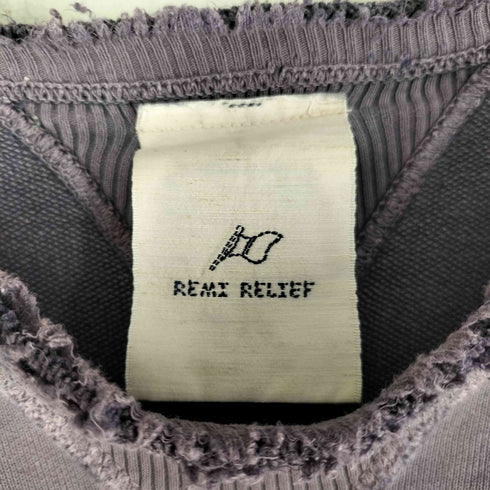 レミレリーフ REMI RELIEF USED加工 スウェット生地 Vガゼット ダメージ S/S Tシャツ ボロ メンズ JPN:S