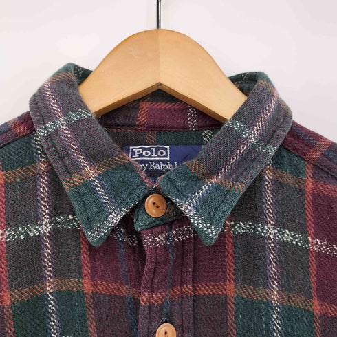 ポロバイラルフローレン Polo by RALPH LAUREN ポニー無し 外付けタグ チェック柄 L/S シャツ メンズ import:L