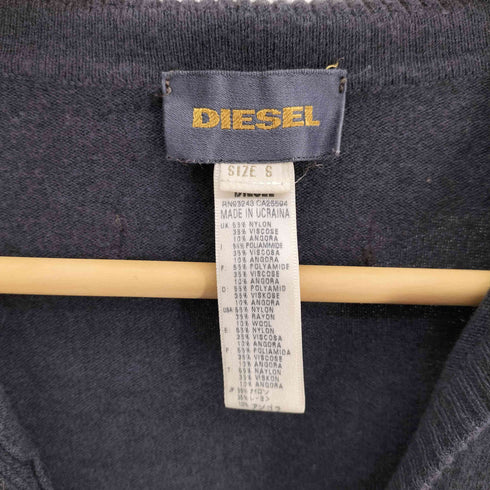 ディーゼル DIESEL DENIM DIVISION ロゴ コイン フェルト ナイロン レーヨン アンゴラ ミックスファブリック スキッパー ニット セーター Y2K レディース import:S