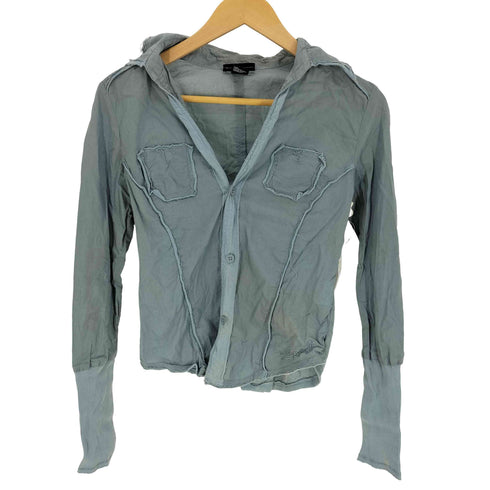 ディーゼル DIESEL 90S 旧タグ インサイドアウト 切りっぱなし コットン スキッパー シャツ ロングリブ Y2K レディース import:S