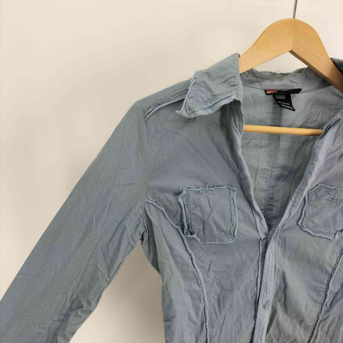 ディーゼル DIESEL 90S 旧タグ インサイドアウト 切りっぱなし コットン スキッパー シャツ ロングリブ Y2K レディース import:S