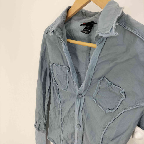 ディーゼル DIESEL 90S 旧タグ インサイドアウト 切りっぱなし コットン スキッパー シャツ ロングリブ Y2K レディース import:S