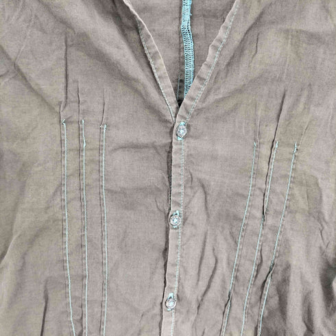 ディーゼル DIESEL 袖 ロゴ 刺繍 タック デザイン コットン スキッパー シャツ ロングカフス Y2K レディース import:M