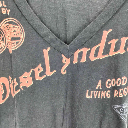 ディーゼル DIESEL ロゴ プリント Vネック ノースリーブ Tシャツ Y2K レディース import:S