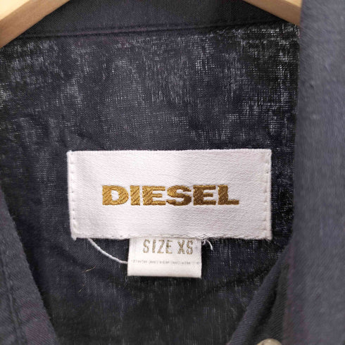 ディーゼル DIESEL ウエスト ドローコード 宝石 ボタン シアー グランパシャツ レディース import:XS