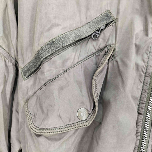 ディーゼル DIESEL 00S ロゴ プレート フード デタッチャブル クロップド ナイロン フライト ジャケット ブルゾン Y2K レディース import:M