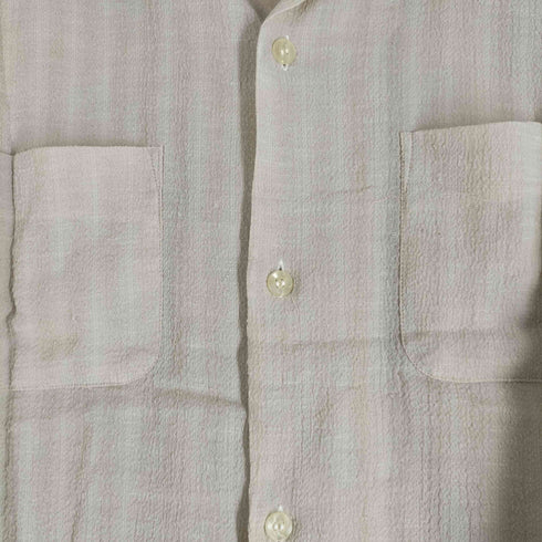 HOLIDAVSET 三角タグ 綿麻生地 開襟 オープンカラー S/S シャツ メンズ import:L