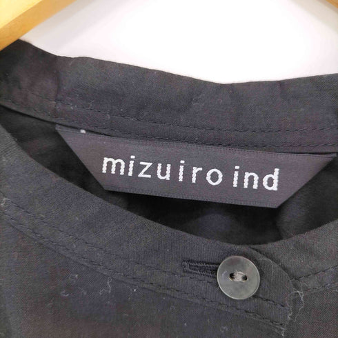 ミズイロインド mizuiro ind コットン ノーカラー シアーL/Sシャツ レディース