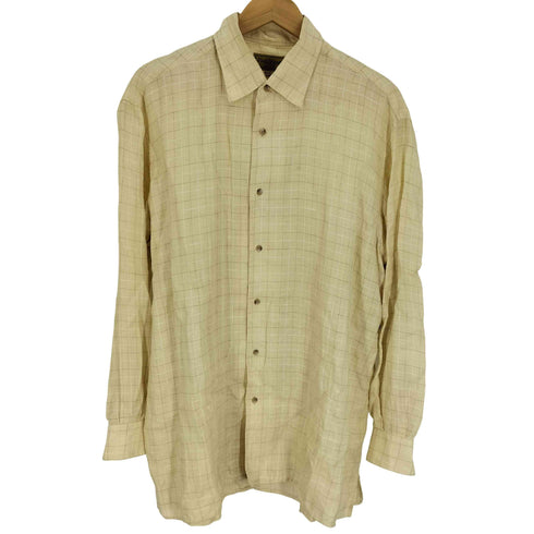 ポールスチュアート Paul Stuart グラフチェック L/S リネン シャツ メンズ EXTRA LARGE