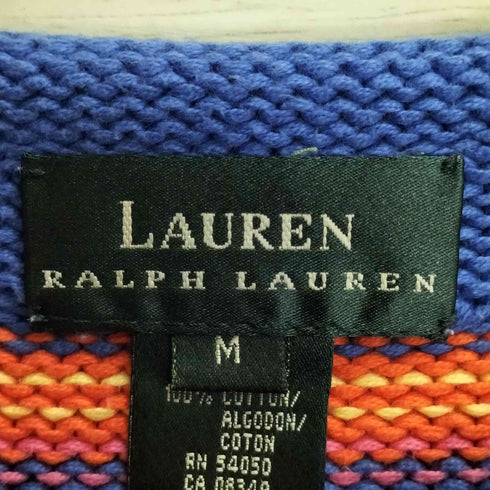 ローレンラルフローレン LAUREN RALPH LAUREN ロールデザイン マルチボーダー コットン ニット レディース import:M