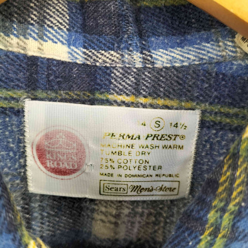 キングスロード KINGS ROAD チェック コットンポリ プリントネルシャツ メンズ import:S