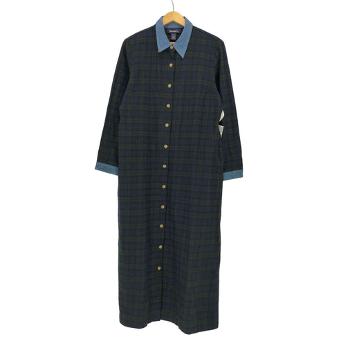 デニムアンドコー Denim&Co デニム切替 ブラックウォッチ ネル シャツワンピース レディース import:M