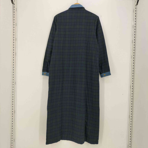 デニムアンドコー Denim&Co デニム切替 ブラックウォッチ ネル シャツワンピース レディース import:M
