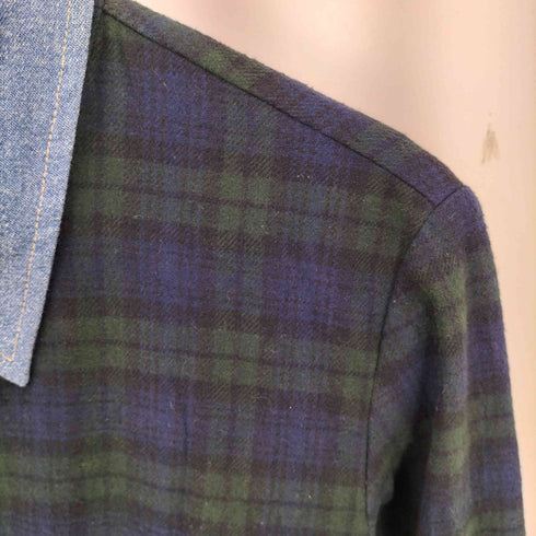 デニムアンドコー Denim&Co デニム切替 ブラックウォッチ ネル シャツワンピース レディース import:M