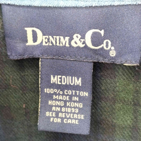 デニムアンドコー Denim&Co デニム切替 ブラックウォッチ ネル シャツワンピース レディース import:M