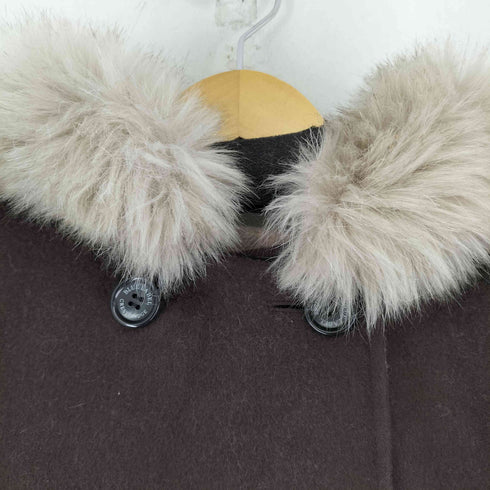 バーバリーブルーレーベル BURBERRY BLUE LABEL ウール混リバーブルファーフーデットポンチョ レディース JPN:38