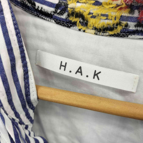 H.A.K ロンドンストライプフラワーカットジャカードブラウス レディース