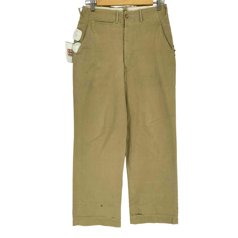 ユーエスアーミー U.S. ARMY 40~50S ARMY CHINO PANTS アウトシーム脇割 片玉縁 バックポケットボタン無 メンズ 30×31
