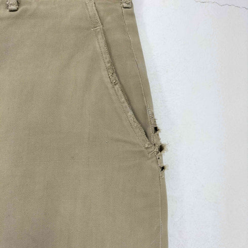 ユーエスアーミー U.S. ARMY 40~50S ARMY CHINO PANTS アウトシーム脇割 片玉縁 バックポケットボタン無 メンズ 30×31
