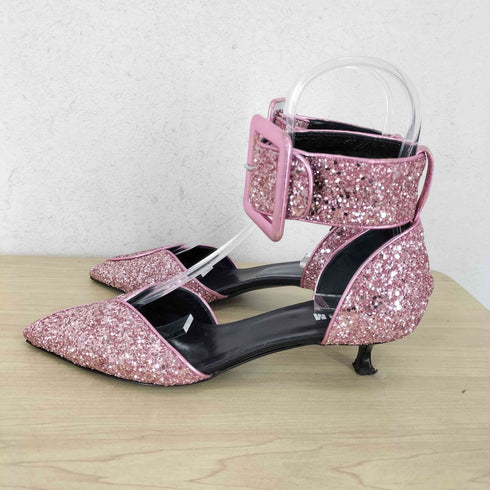 エムエスジーエム MSGM グリッターベルトストラップパンプス レディース 37