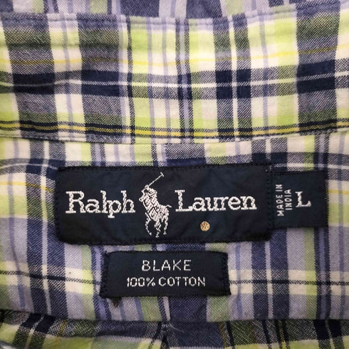 ラルフローレン RALPH LAUREN BLAKE ポニー刺繍ボタンダウンチェックシャツ メンズ import:L