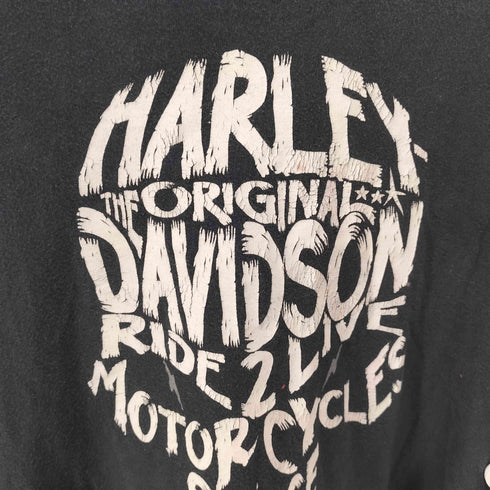 ハーレーダビッドソン HARLEY-DAVIDSON RIDE 2LIVE MOTOR CYCLES BLACK RIVER FALLS スリーブ ロゴ プリント L/S Tシャツ コピーライト2014 メンズ import:XL