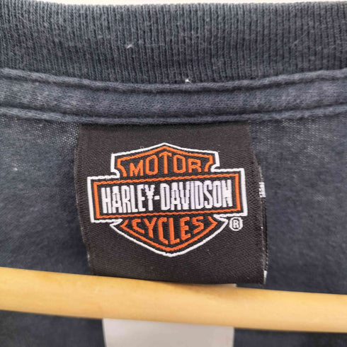 ハーレーダビッドソン HARLEY-DAVIDSON RIDE 2LIVE MOTOR CYCLES BLACK RIVER FALLS スリーブ ロゴ プリント L/S Tシャツ コピーライト2014 メンズ import:XL