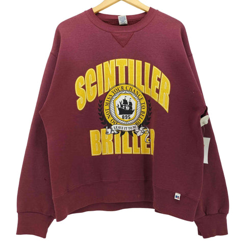 ラッセルアスレチック RUSSELL ATHLETIC 80-90S メキシコ製 SCINTILLER BRILLER ビッグプリント Vガゼット クルーネック スウェット メンズ import:L