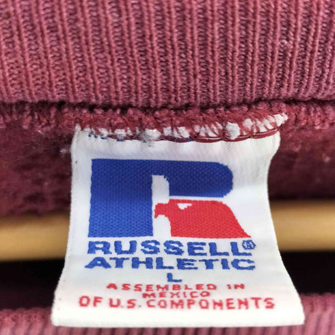 ラッセルアスレチック RUSSELL ATHLETIC 80-90S メキシコ製 SCINTILLER BRILLER ビッグプリント Vガゼット クルーネック スウェット メンズ import:L