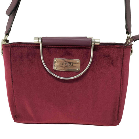 ゲス GUESS チェーンロゴ ベロアショルダーバッグ レディース