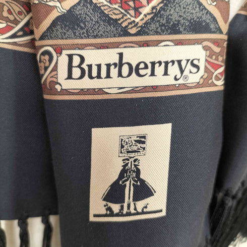 バーバリーズ BURBERRYS ホースデザイン フリンジシルクスカーフ メンズ